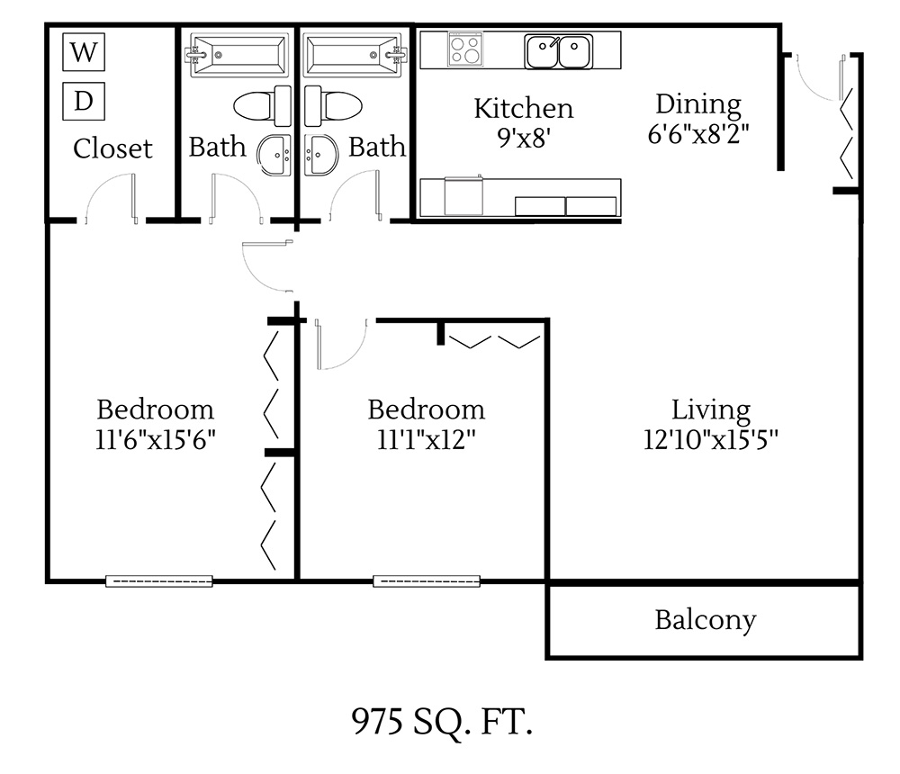 2 Bedroom / 2 Bath Apartment