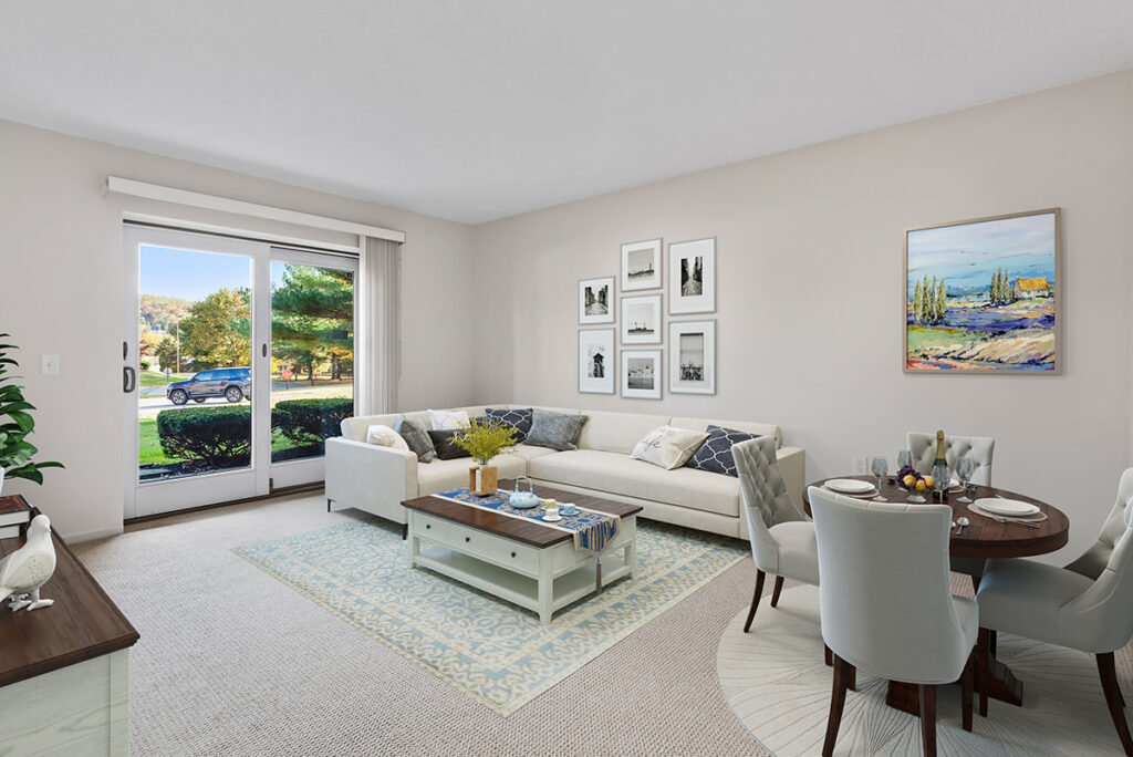 Ephrata Manor large apartment living with couch, table