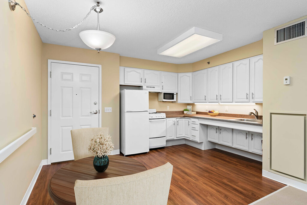 Kindred Place at Annville senior apartments view dining area and kitchen in apartment
