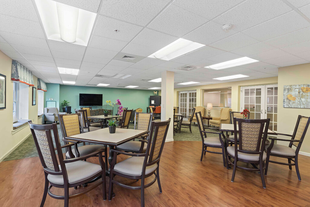 Community activity room at Kindred Place at Harrisburg senior apartments
