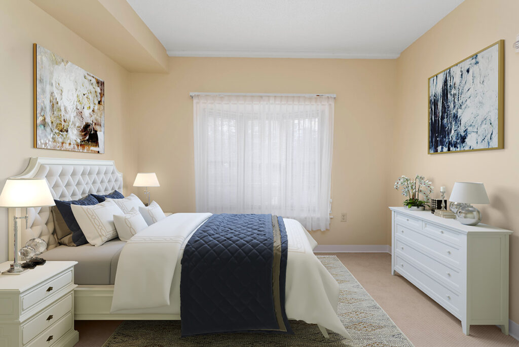bedroom at Kindred Place at Harrisburg senior apartments
