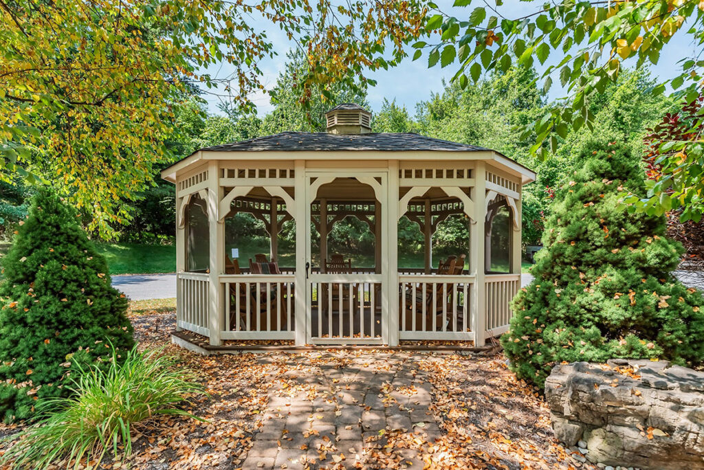 outdoor area featuring a gazebo at Kindred Place at Harrisburg senior apartments
